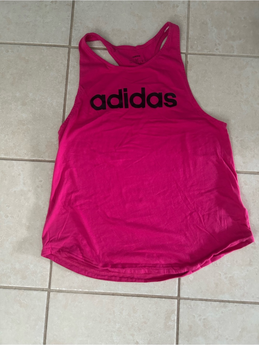 adidas Bright Pink Tank with Black Logo